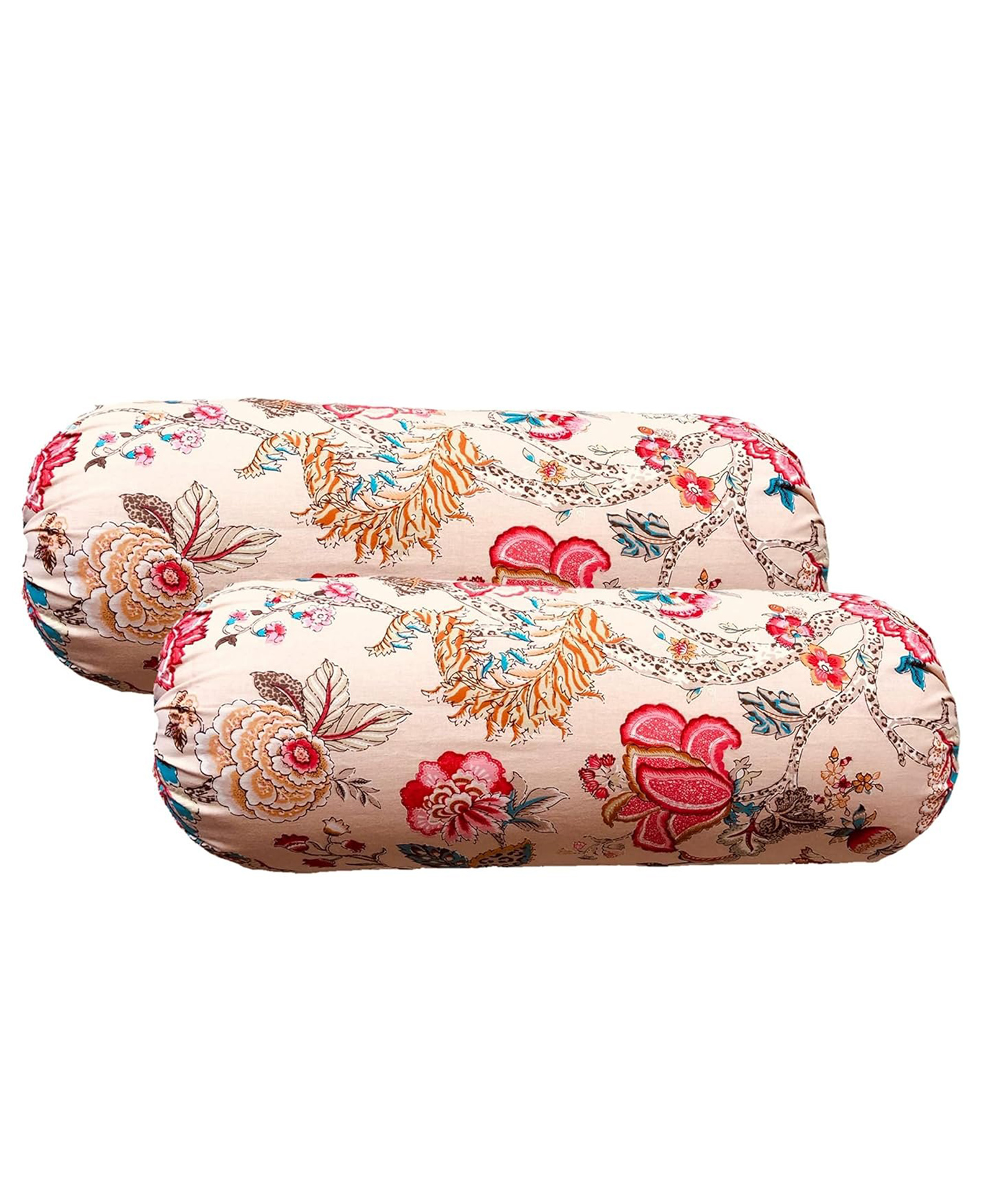 Trance Home Linen Premium 100% Cotton Bolster Covers - Set of 2 Malhaar Red Dark-picture-21