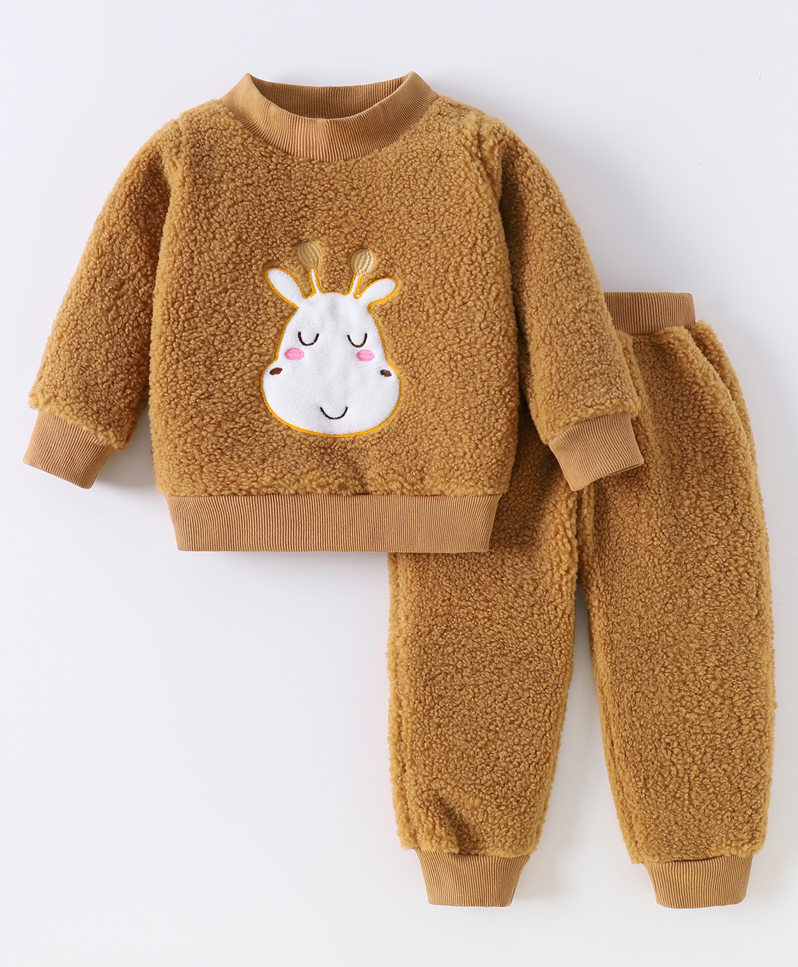 Kookie Kids Full Sleeves Winter Wear Suit With  Giraffe Applique - Brown-picture-17