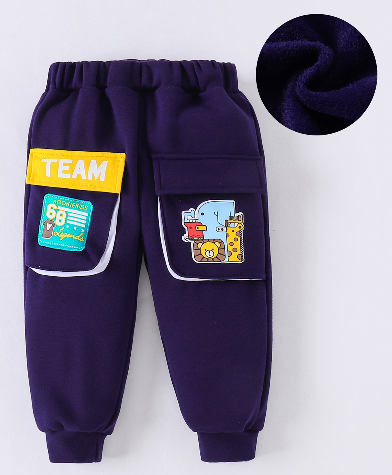 Kookie Kids Full Length Text & Animal Printed Lounge Pant with Pocket Detailing - Blue-picture-23