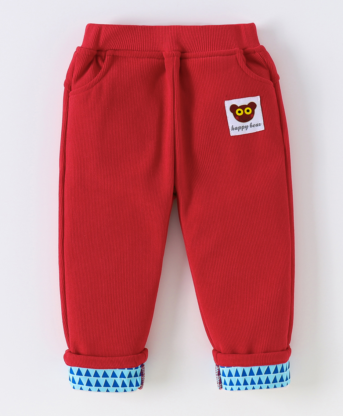 Kookie Kids Full Length Lounge Pant with Bear Patch - Red-image-21