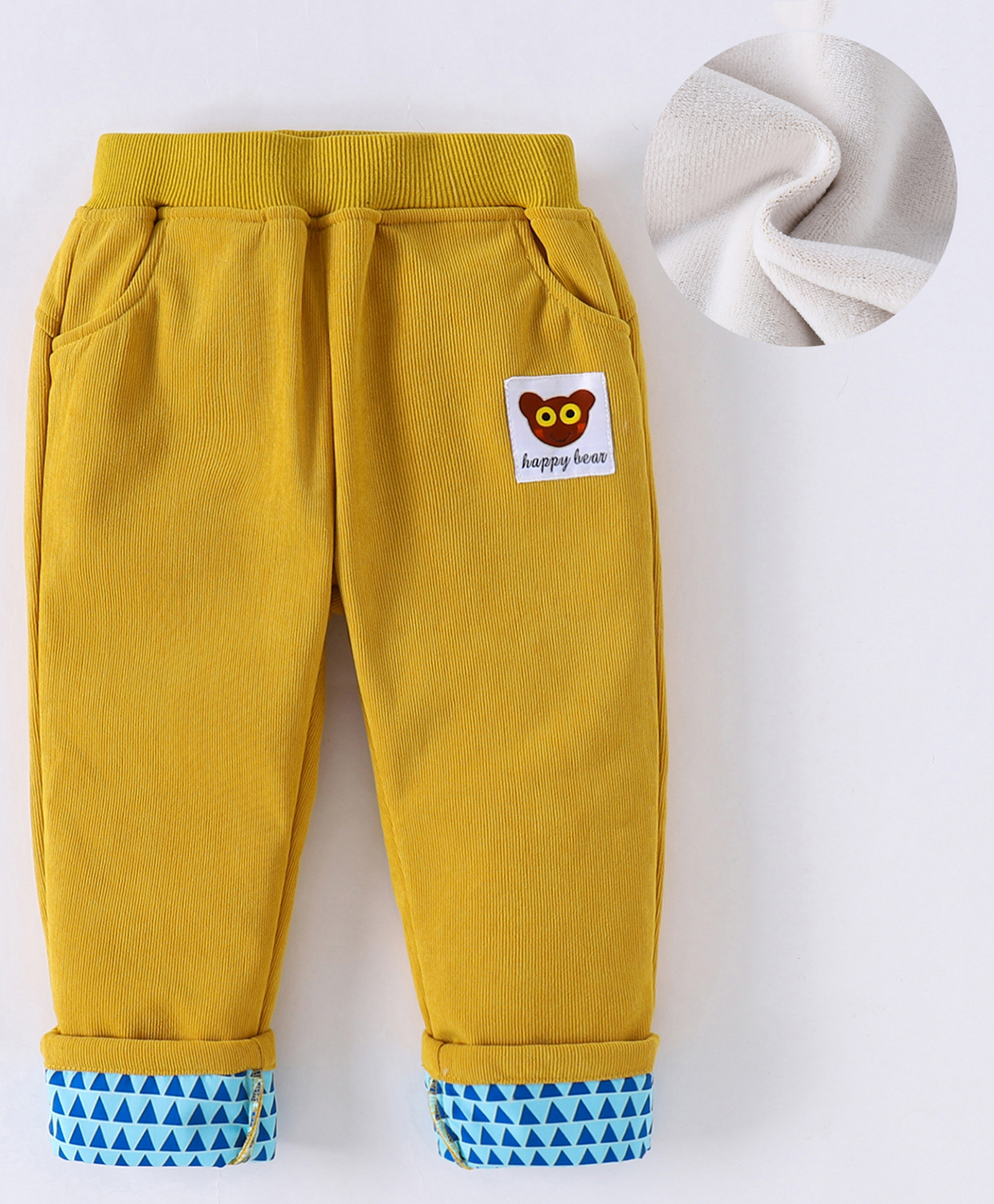 Kookie Kids Full Length Lounge Pant with Bear Patch - Yellow-picture-17