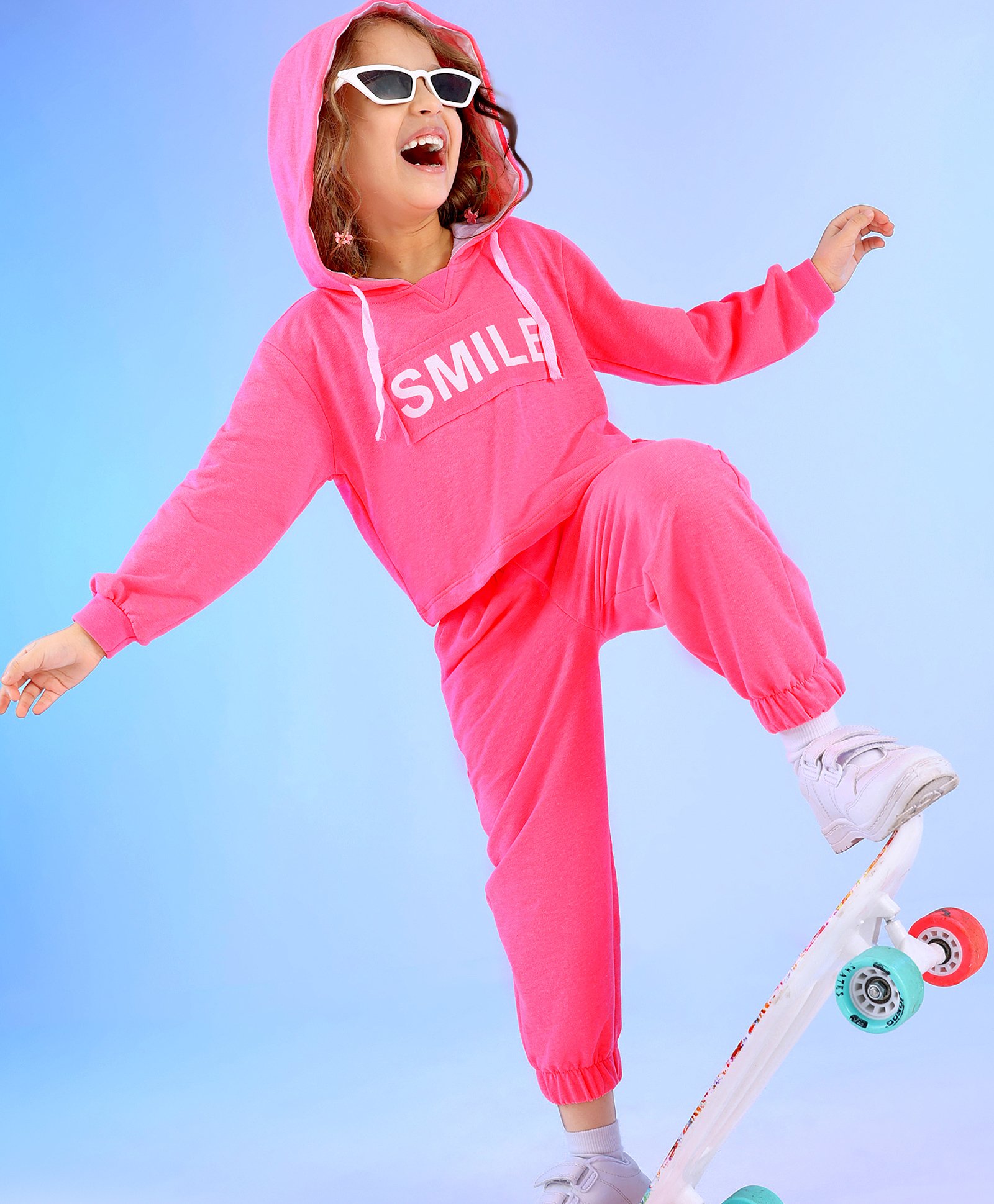 Ollington St. Cotton Knit Full Sleeves Hooded Winter Wear Suit With Text Print - Pink-image-42