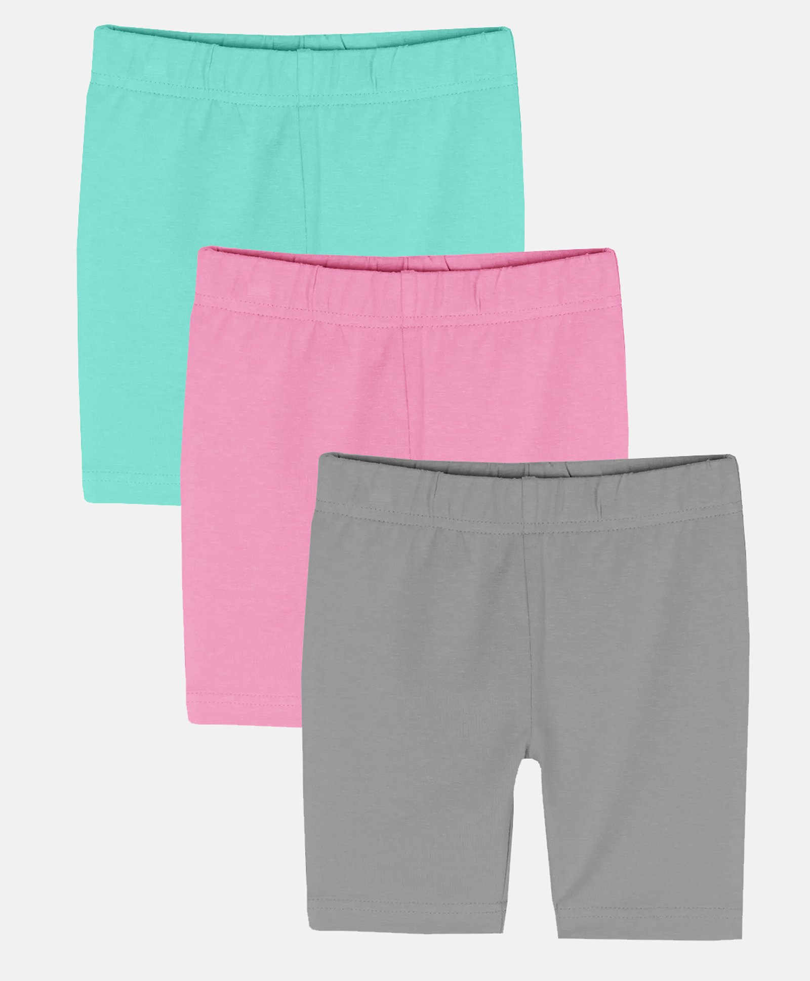 Kiddopanti Pack Of 3 Cycling Solid Shorts - Aqua Blue Baby Pink & Light Grey-picture-10