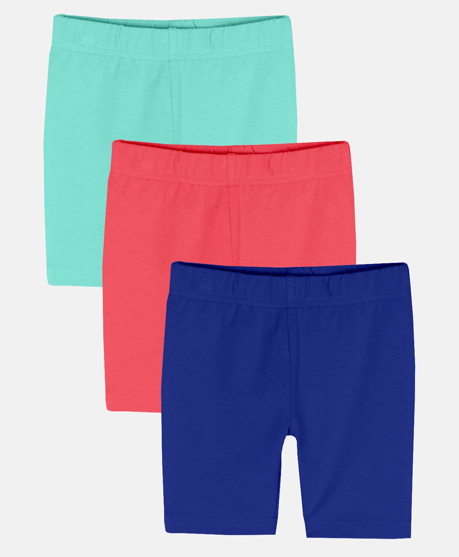 Kiddopanti Pack Of 3 Cycling Solid Shorts - Aqua Blue Coral & Royal Blue-image-48