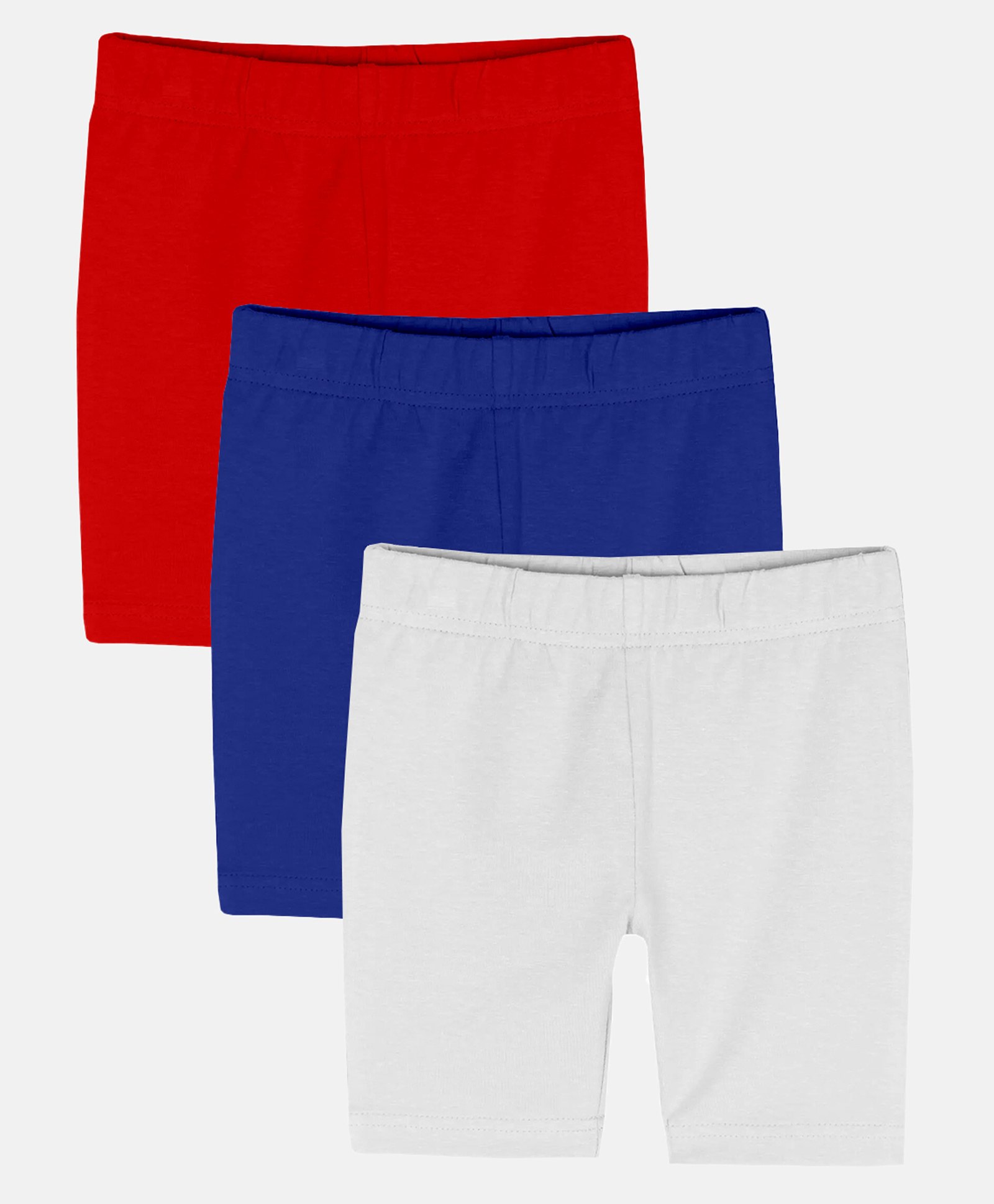 Kiddopanti Pack Of 3 Cycling Solid Shorts - Red Royal Blue & White-picture-18