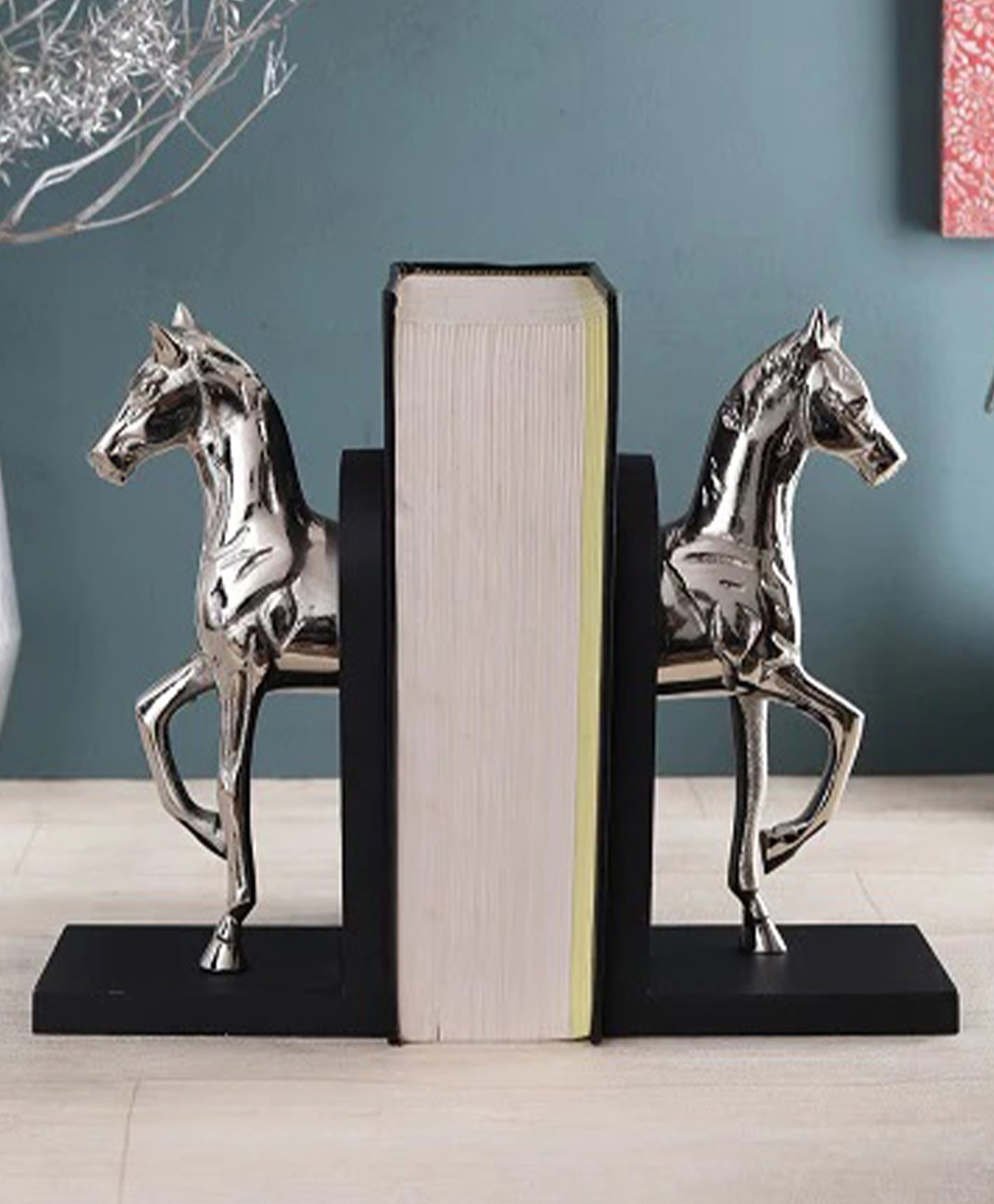 VOIDROP Set of 2 Trotting Horse Bookend Decorative & Unique Heavy Aluminium Bookends Decoration for Library, Office Decor, Living Room,  (Silver)-picture-36