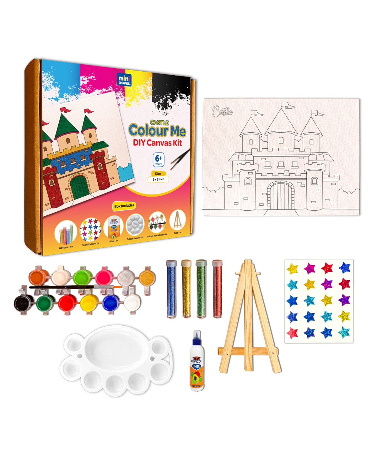 minileaves Mini Leaves Colour Me Castle DIY Canvas Art Kit 8 x 6 Inch-picture-43