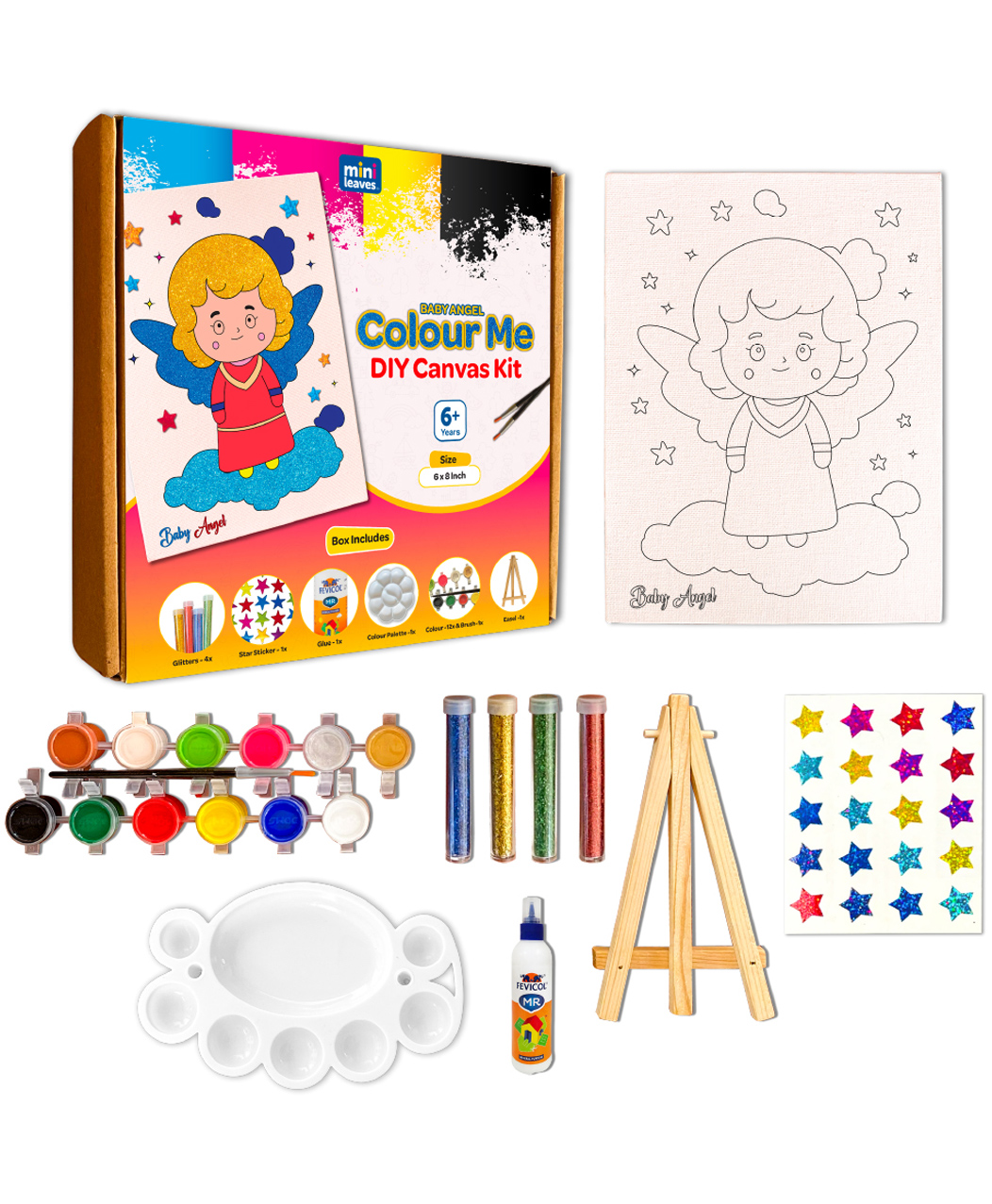 minileaves Mini Leaves Colour Me Baby Princess DIY Canvas Art Kit 8 x 6 Inch-picture-44