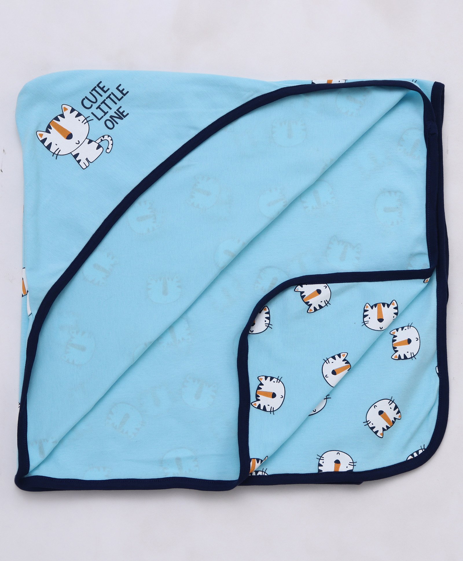 Doodle Poodle 100% Cotton Interlock Knit Hooded Cat Printed Bath Towel  L 83 x B 82 cm - Blue-image-30