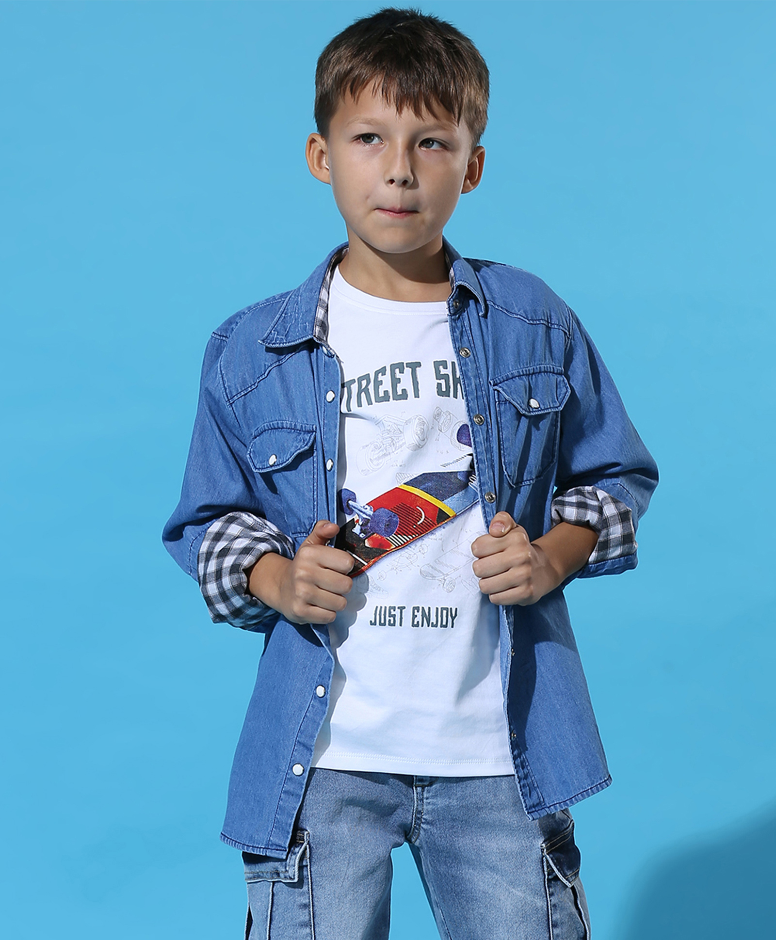 My Milestones Full Sleeves Placement Checked Shirt - Blue-image-1