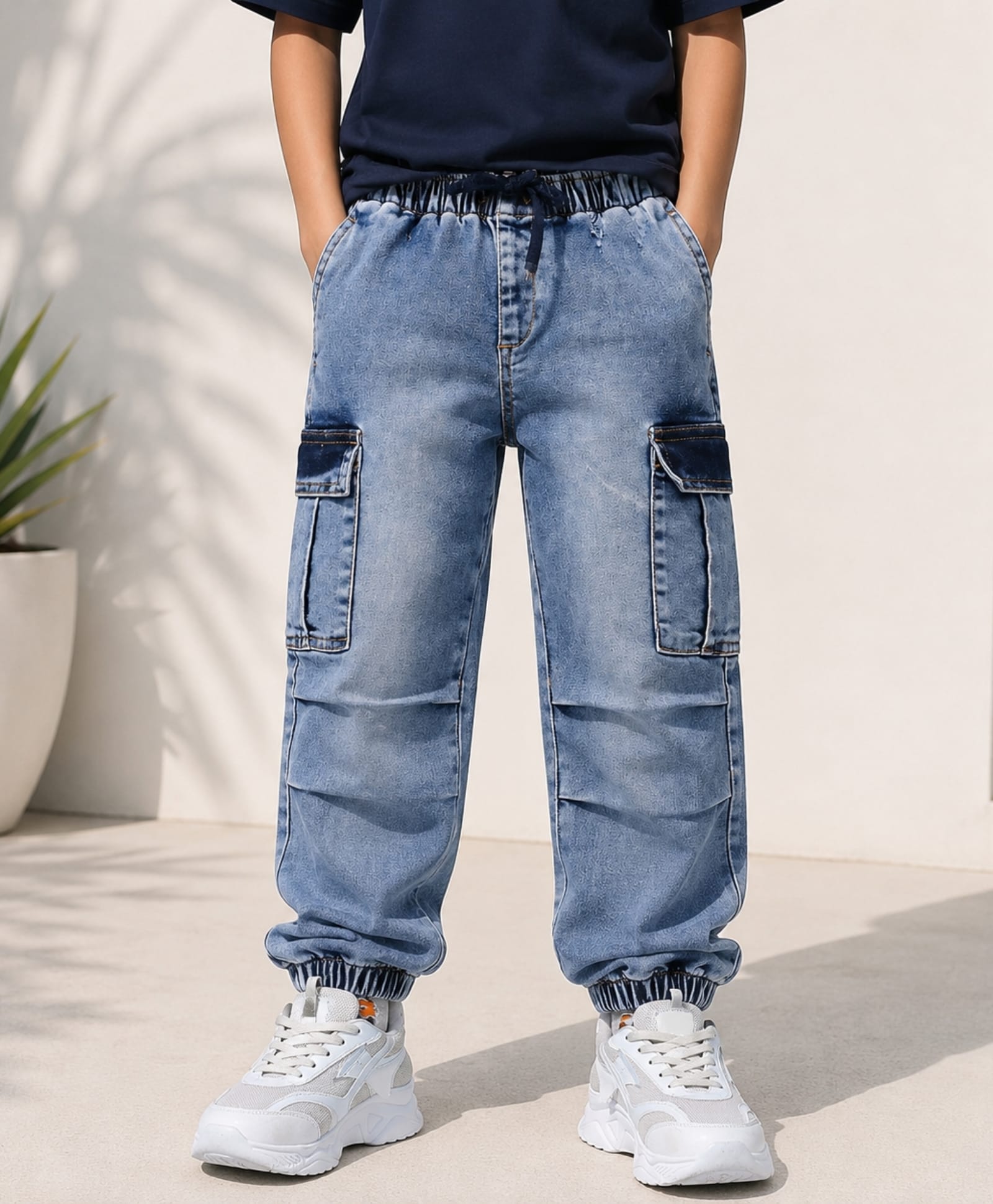 My Milestones Solid Pocket Detailed Jeans - Blue-picture-20