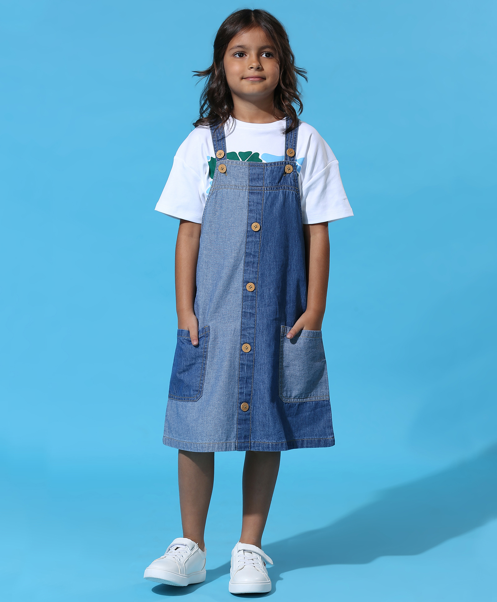 My Milestones Sleeveless Colour Block Dungaree - Blue-picture-11