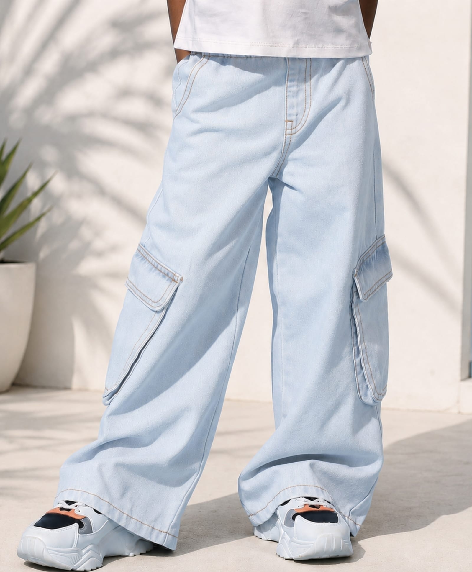 My Milestones Pocket Detailed Solid Baggy Jeans - Blue-picture-13