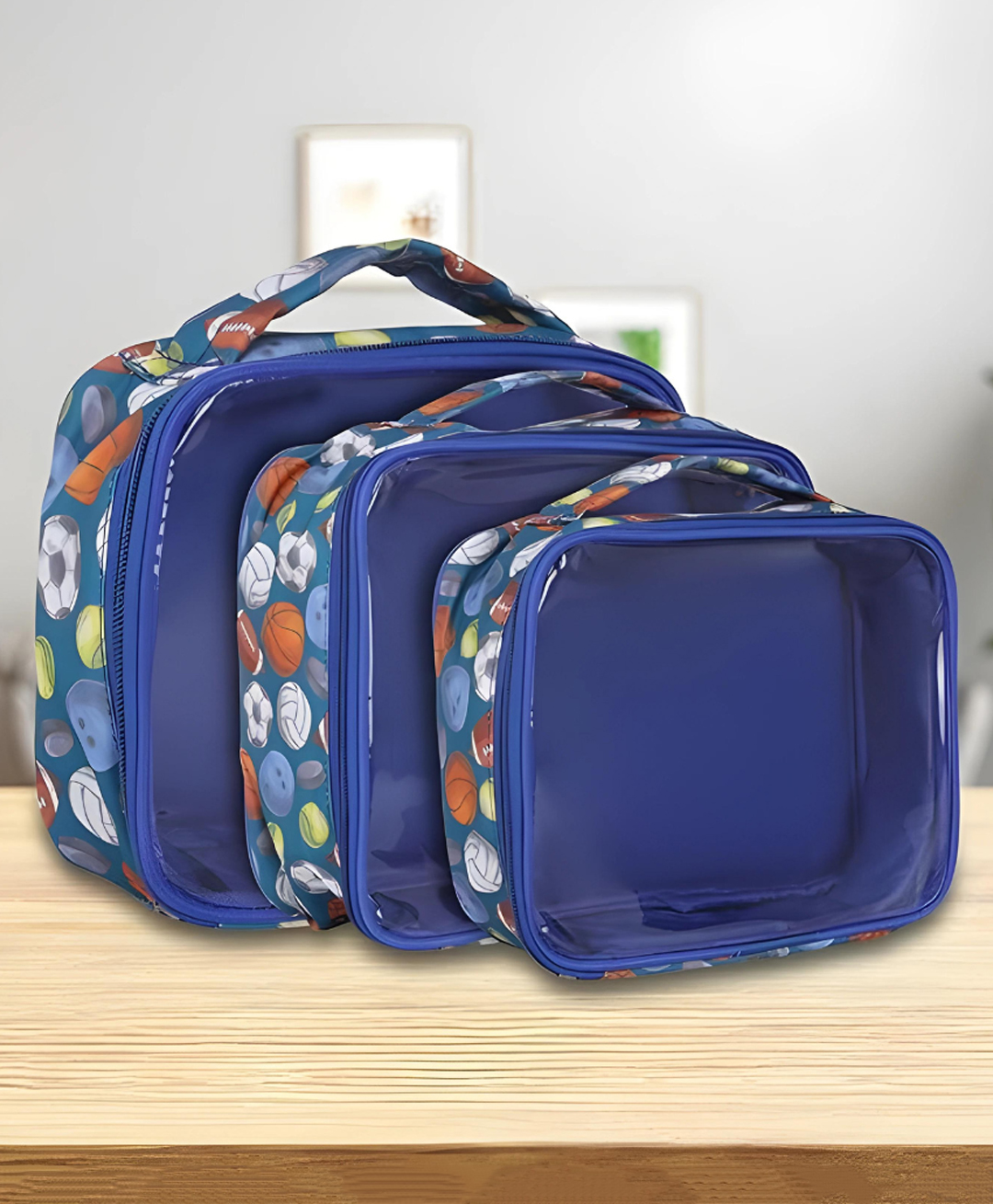Echo Boomers Blue Sports Ball Print Box Travel Kit - Insulated Portable Bag with Ball Prints-image-5