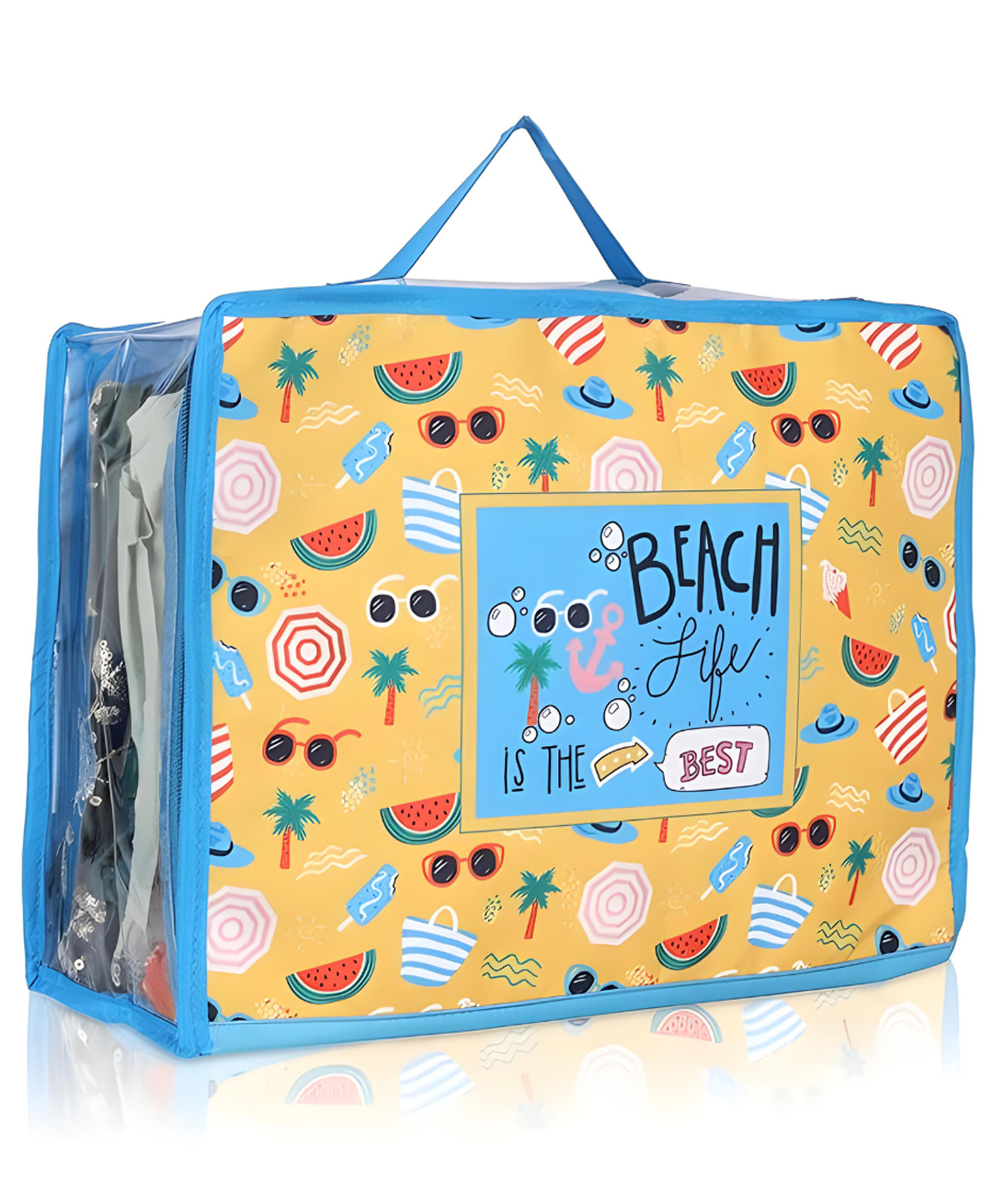 Echo Boomers Beach Vibes 4-Piece Travel Organizer Set - Red and Sky Blue Packing Cubes with Beach Print-image-19