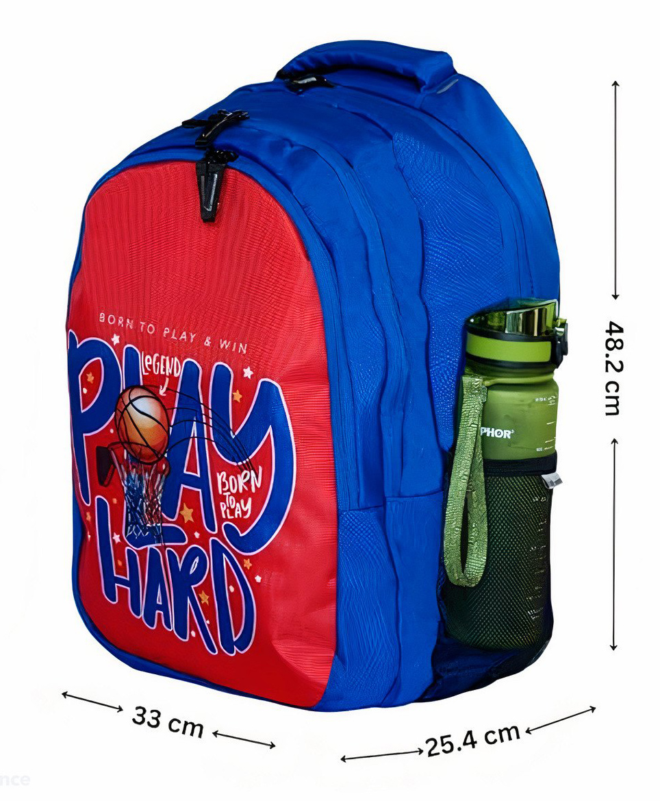 Echo Boomers Super Dino Design Print Backpack|Height 18.9 inches - 3 Compartment School Bags for Kids with Zipper Closure - Blue-picture-10