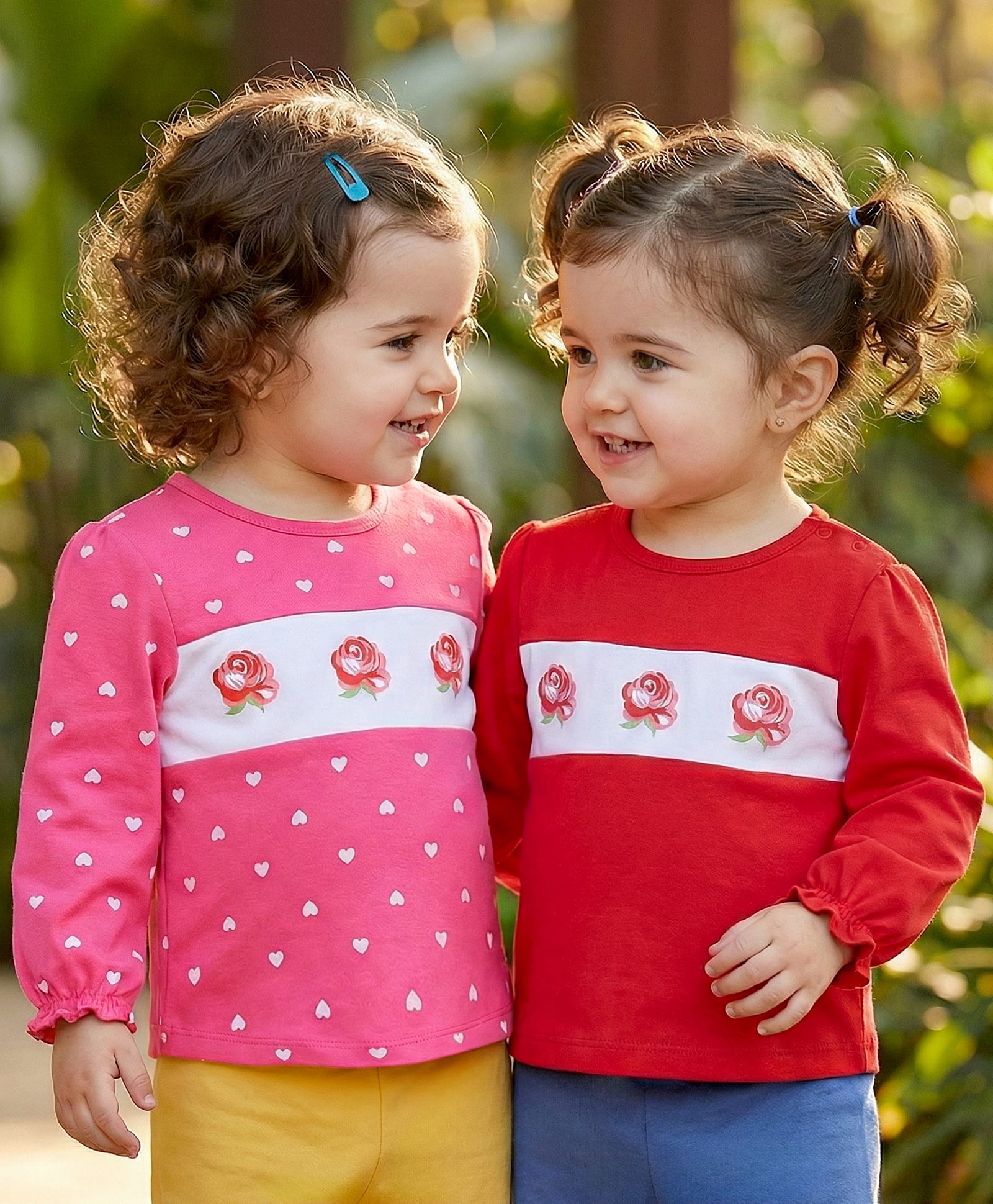 Babyoye  100% Cotton With Eco- Jiva Finish   Full Sleeves Tops Polka Dots & Floral Print Pack of 2 - Red & Pink-picture-26