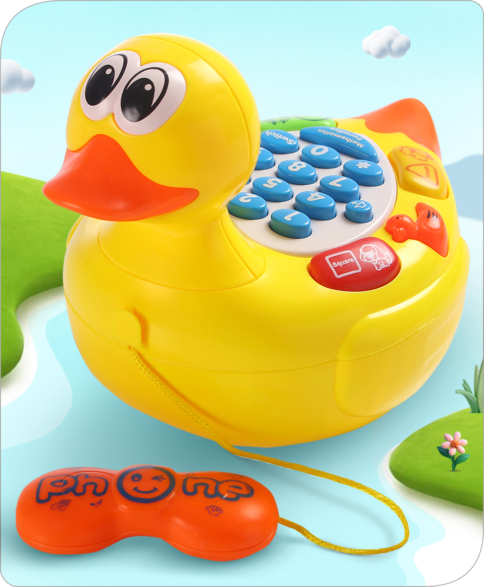 Babyhug Musical Duck Telephone Learning Toy|Baby Duck with Sounds & Music|Role Play Fun Phone Toy for Kids|Educational Phone-picture-28