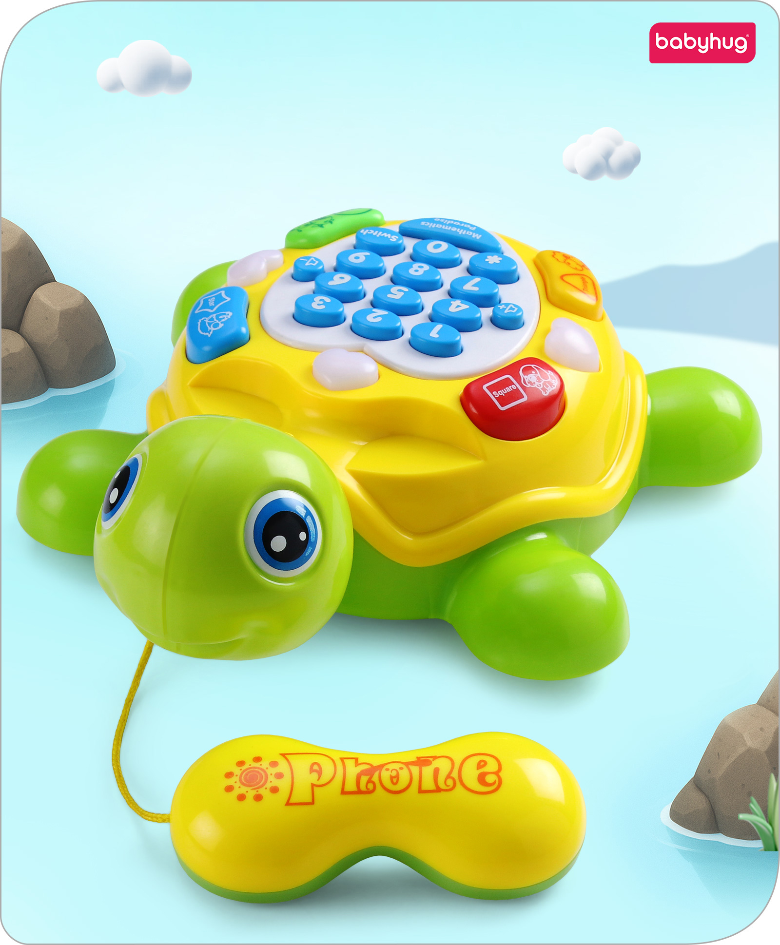 Babyhug Musical Turtle Learning Toy - Yellow| Sounds & Music| Role Play Toy for Kids| Educational Toy| Toddler Gift| Interactive Modes| Maths Quiz