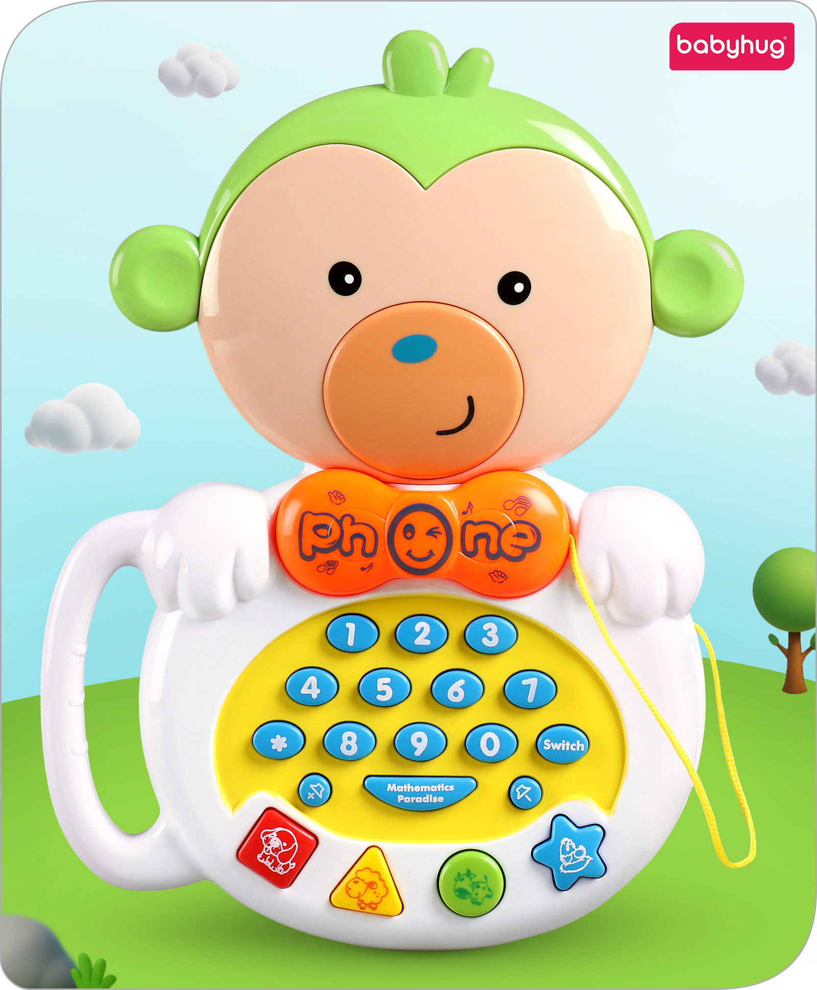 Babyhug Musical Monkey Telephone Learning Toy - Green-picture-19