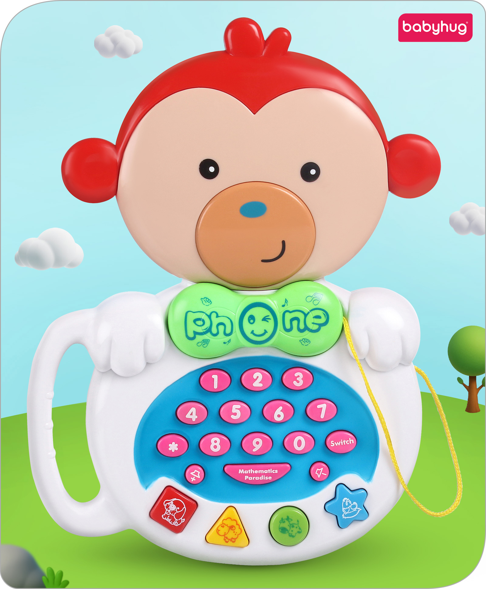 Babyhug Musical Monkey Telephone Learning Toy - Red-picture-23