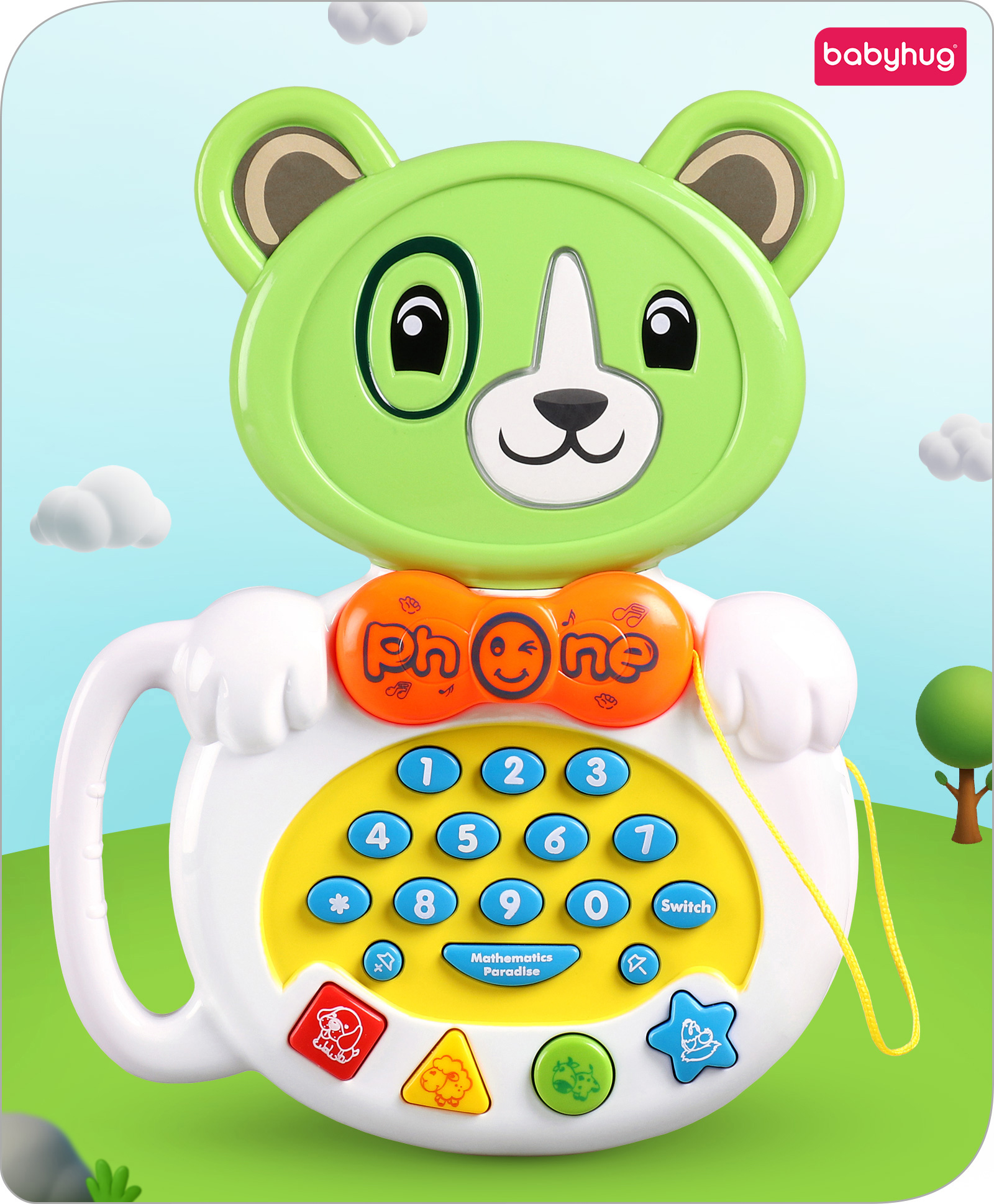 Babyhug Musical Teddy Telephone Learning Toy - Green-picture-15