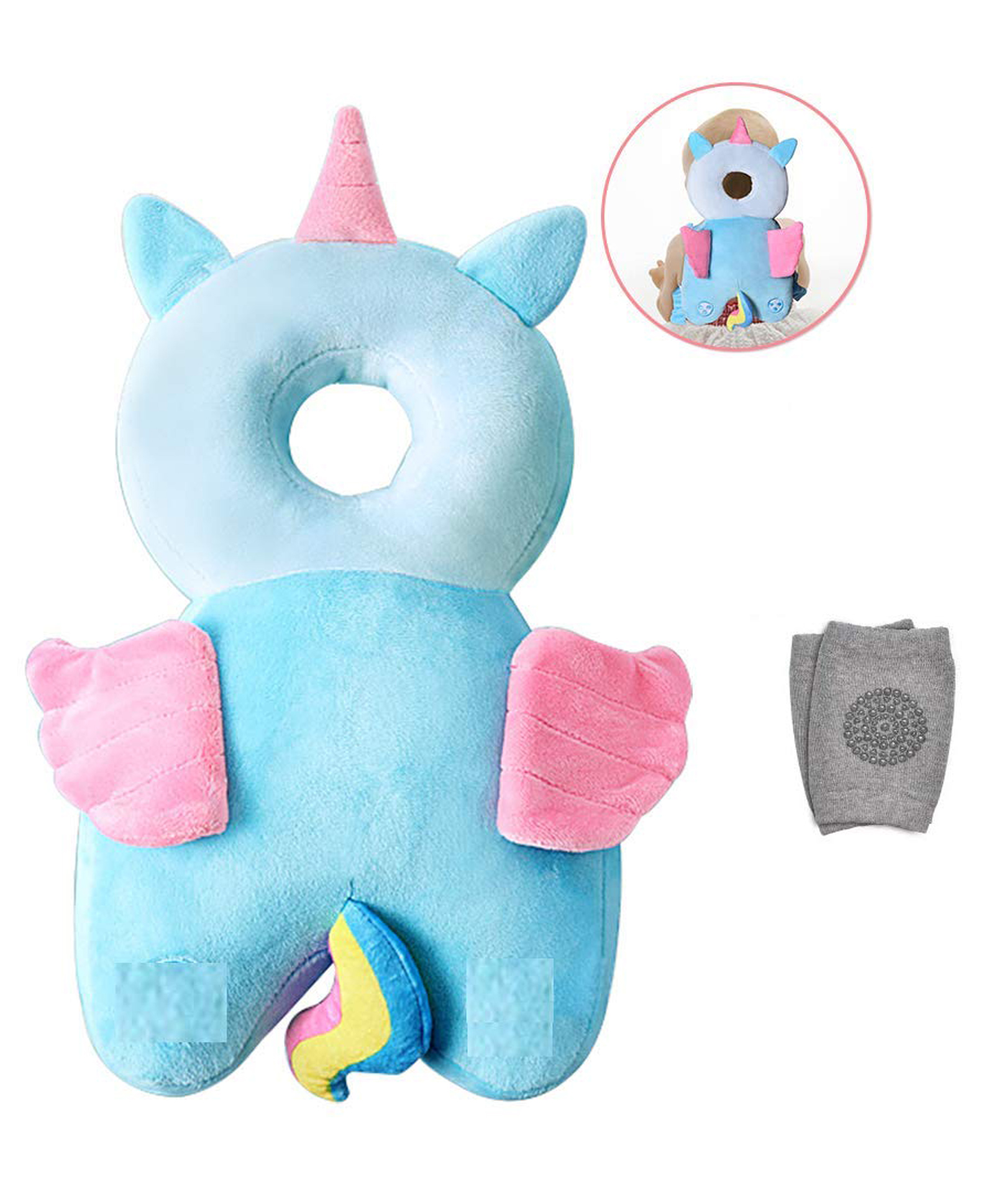 NeonateCare Baby head protector cushion Baby arm and head protector head safety with Knee Pads- Unicorn Print (Color and design may vary)-picture-27