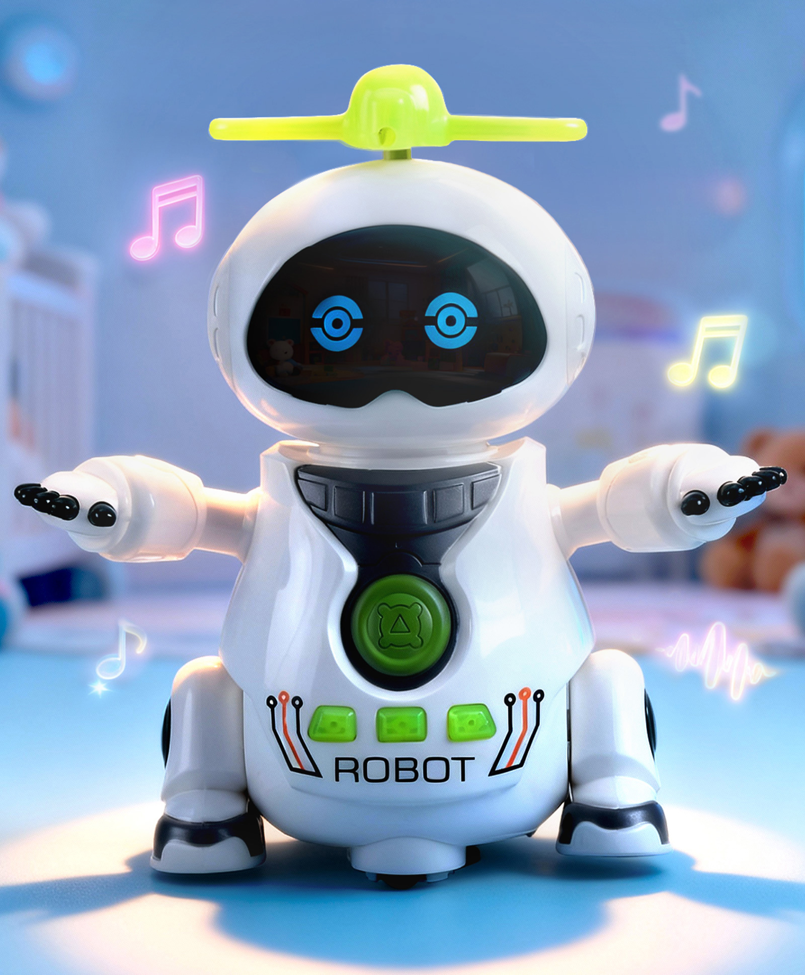 Play Nation Musical Dancing Robot Learning Toy for Kids with Lights and Music - White| Bump and Go Action| 360° Spinning Wheels and Fan| BIS Certified| Gifting Idea for 2+ yrs Boys & Girls-image-3