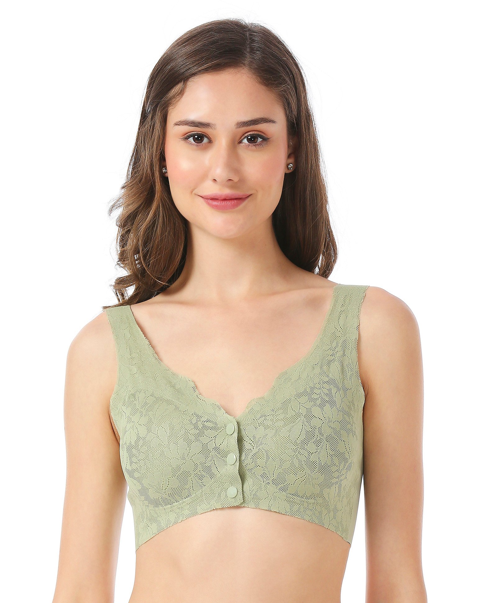 Bella Mama Cotton Nursing Padded Bra Floral Design - Green-picture-10