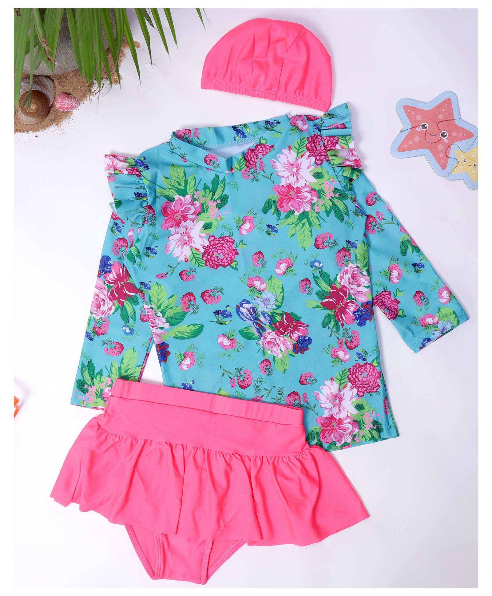 Bubble Berry Full Sleeves Floral Printed 3 Piece Swimsuit - Multi Colour-picture-29