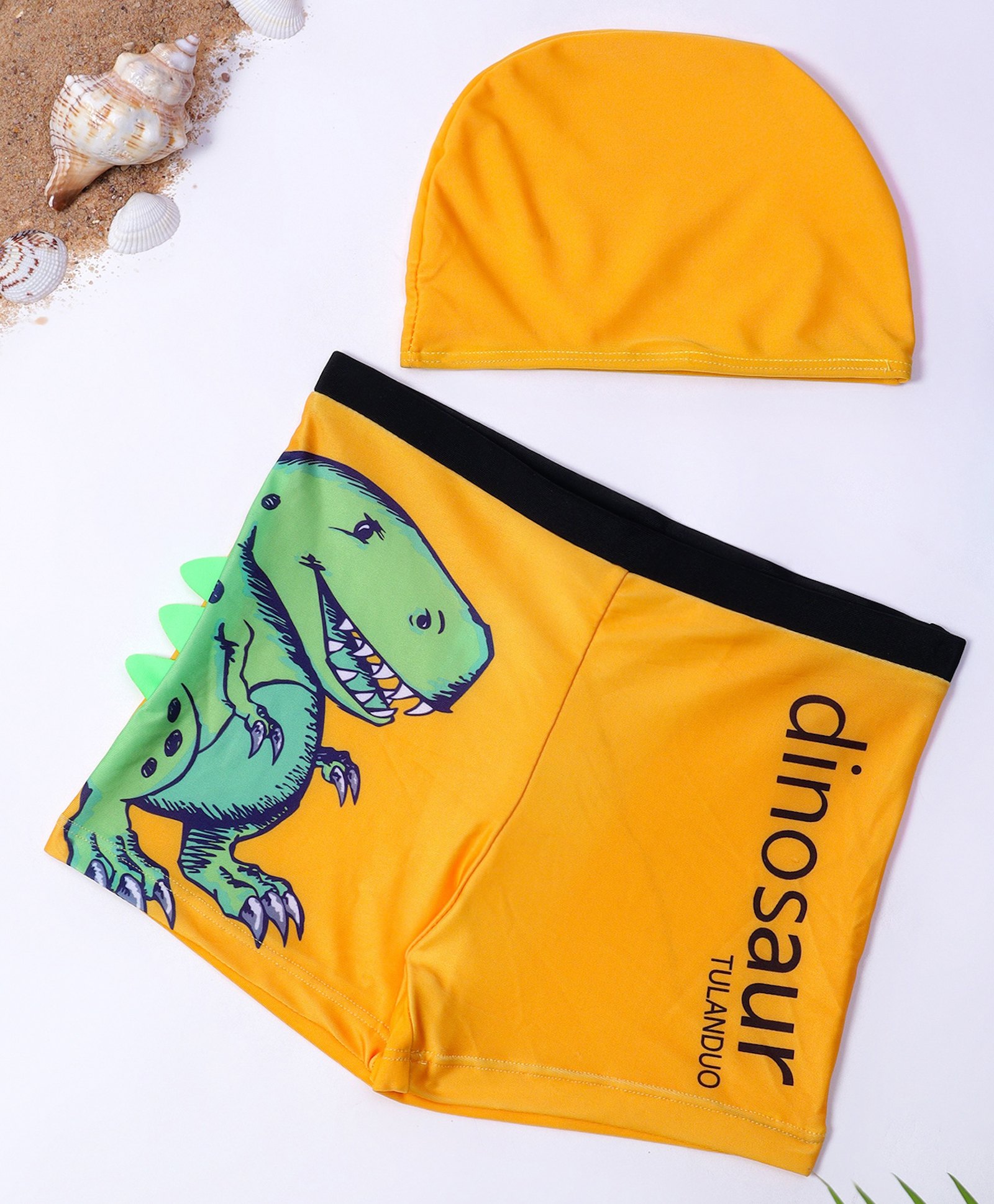 Bubble Berry Dinosaur Printed Shorts With Cap -  Orange-image-25