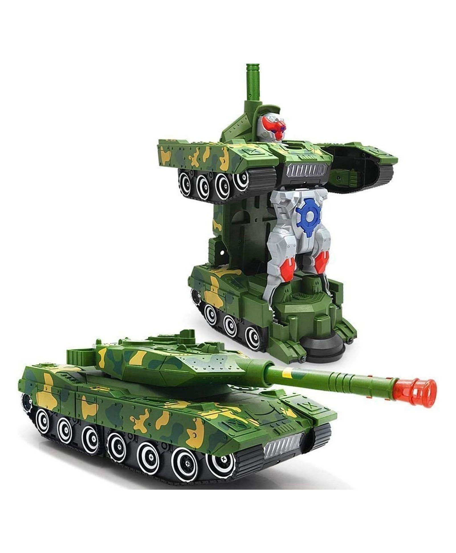 New Pinch  Light Music and Bump Function Tank Robot Toy for Kids - Green-image-2