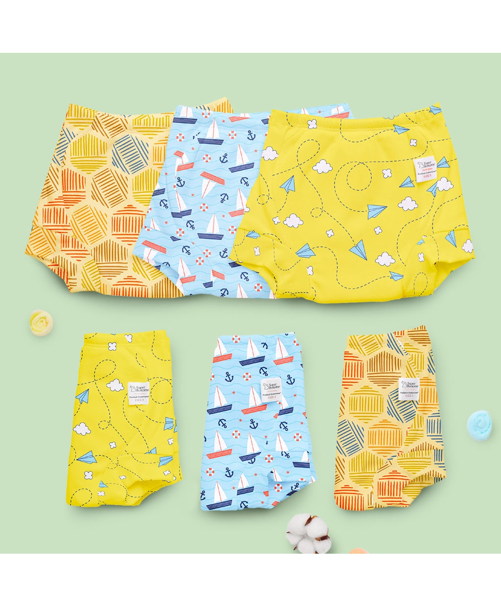 SuperBottoms Padded Underwear for 1-2Y Babies | Potty Training Pants for Mess-Free Diaper-Free Time | Explorer | Pack of 6-image-40
