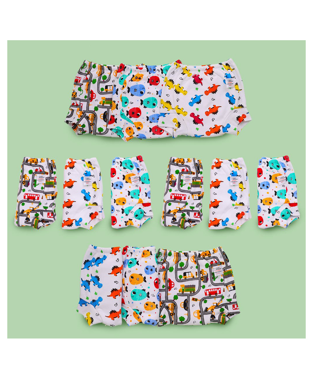 SuperBottoms  Kids Pack of 12 Super Dry Feel Semi Waterproof Padded Briefs Upgraded Version Size2-picture-10