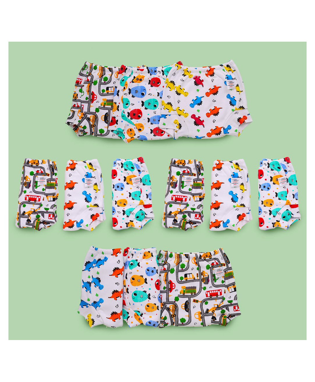 SuperBottoms  Kids Pack of 12 Super Dry Feel Semi Waterproof Padded Briefs Upgraded Version Size3-picture-20