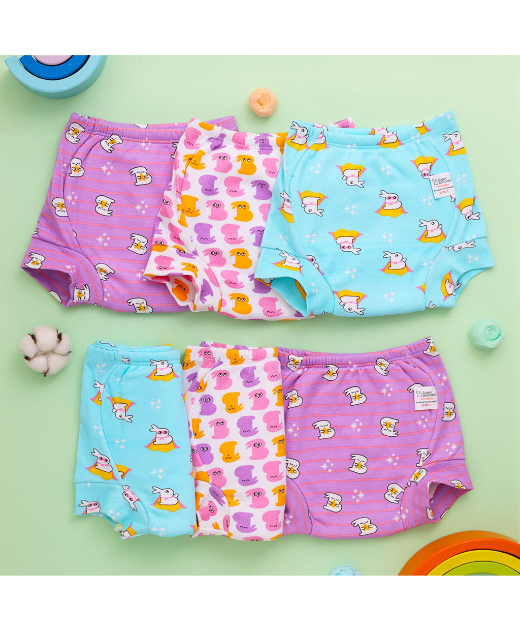 SuperBottoms  Kids Pack Of 6 Printed Pure Cotton Padded Underwear Upgraded Version Size3-picture-20