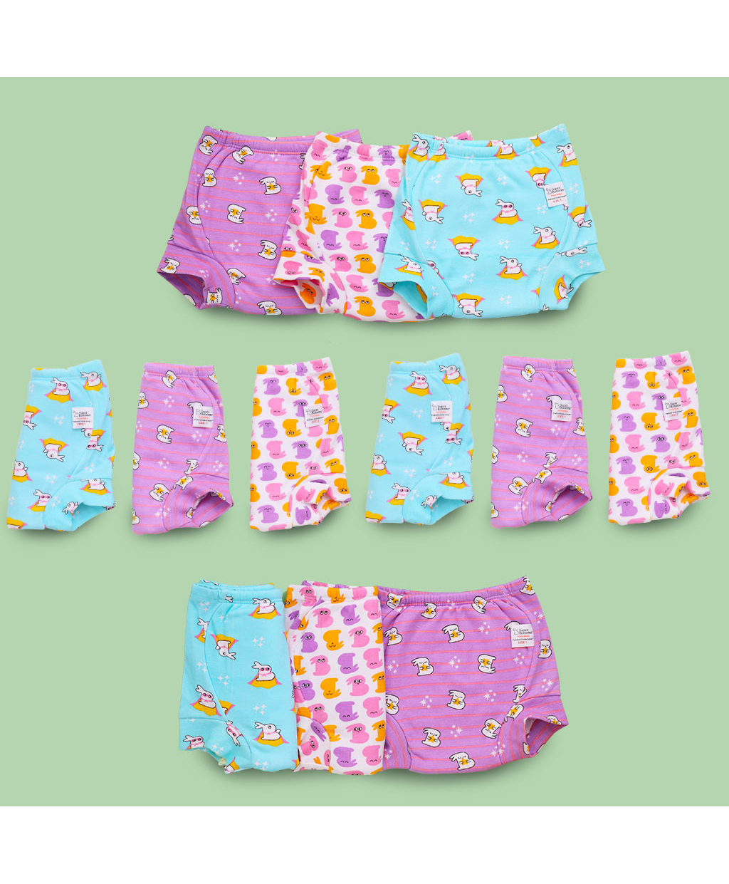 SuperBottoms  Kids Pack Of 12 Printed Sustainable Pure Cotton Padded Underwear Upgraded Version Size3-picture-18