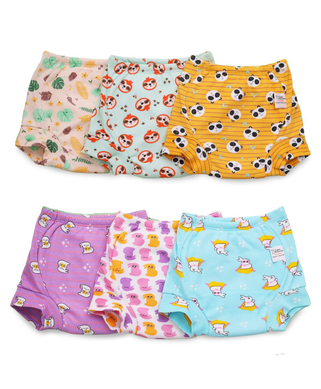 SuperBottoms  Padded Underwear For Growing Babies/Toddlers  With 3 Layers Of Cotton Padding & Super DryFeel Layer Pull-Up For Potty Training & Diaper-Free Time| Size:1 (1y - 2y) |Pack of 6 Upgraded Version