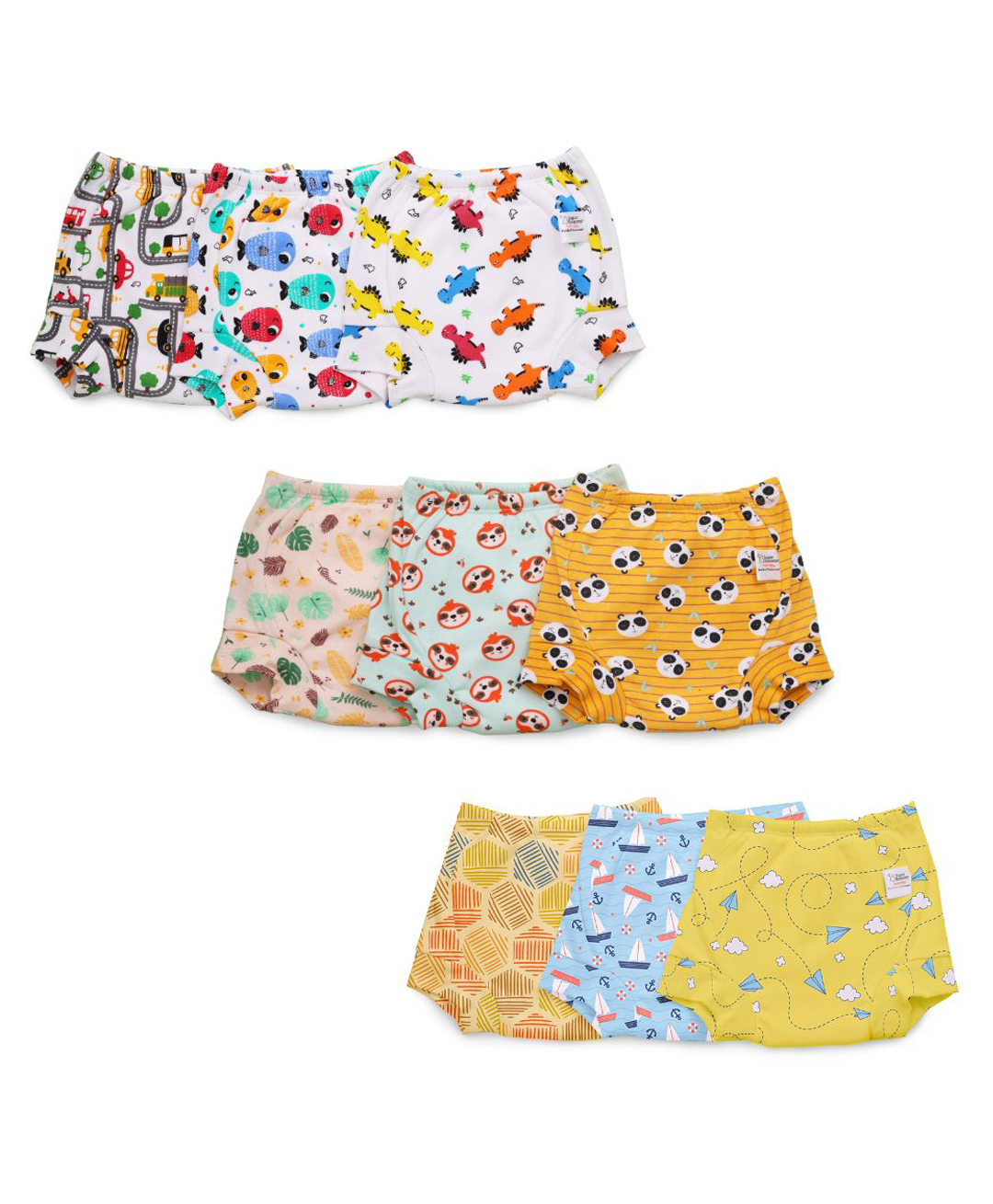superbottoms SuperBottomsPadded Underwear For Growing Babies/ToddlersWith 3 Layers Of Cotton Padding & Super DryFeel Layer Pull-Up For Potty Training & Diaper-Free Time| Size:0 (9m - 1y) Pack of 9-Upgraded Version-picture-1
