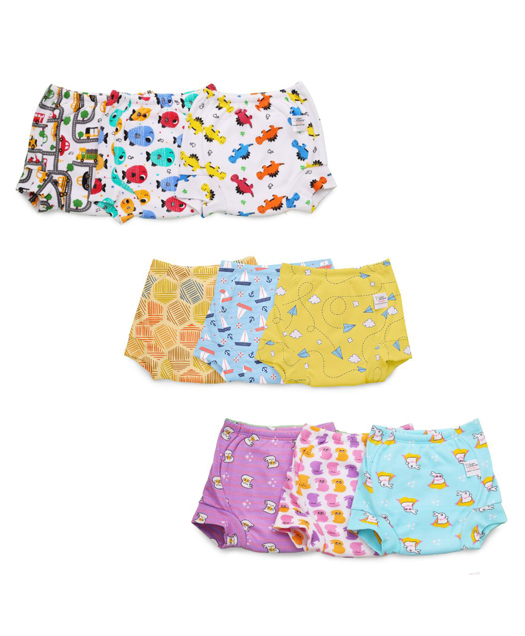superbottoms SuperBottomsPadded Underwear For Growing Babies/ToddlersWith 3 Layers Of Cotton Padding & Super DryFeel Layer Pull-Up For Potty Training & Diaper-Free Time| Size:0 (9m - 1y) |Pack of 9-Upgraded Version-picture-0