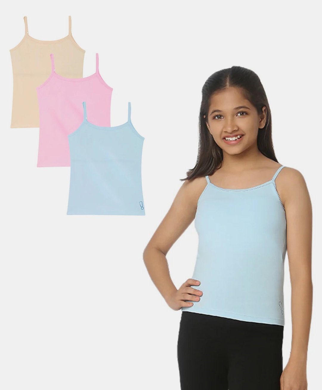 Plan B Pack Of 3 Sleeveless Solid Padded Camisoles - Blue-image-35