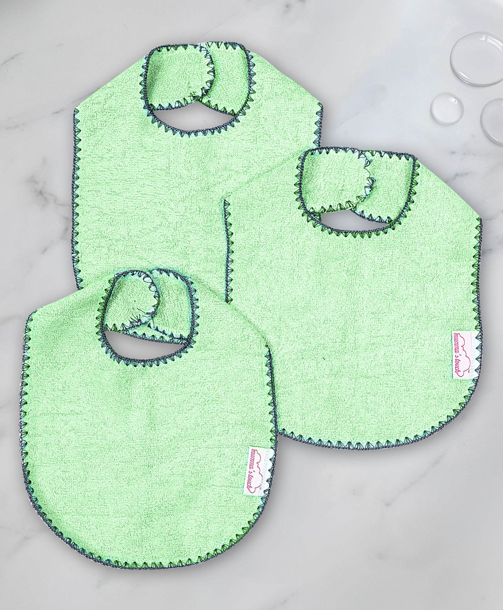 Mumma's Touch Organic Bamboo Baby Bib - Green - Pack of 3-image-13