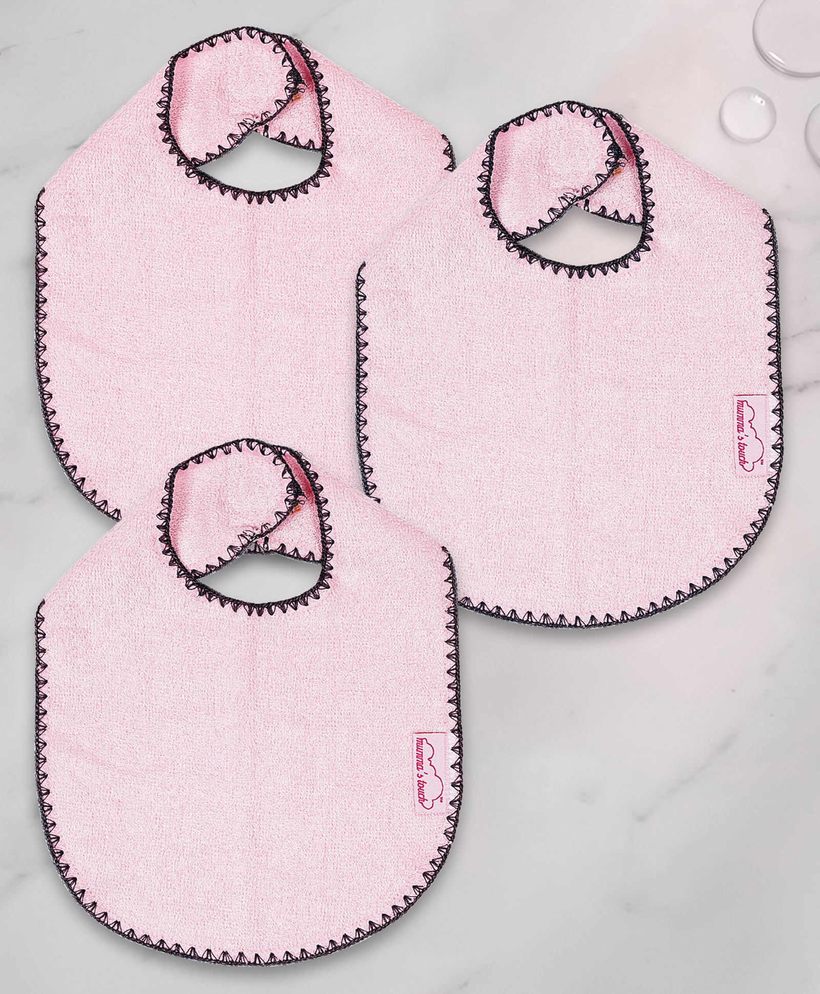 Mumma's Touch Organic Bamboo Baby Bib - Pink - Pack of 3-image-14