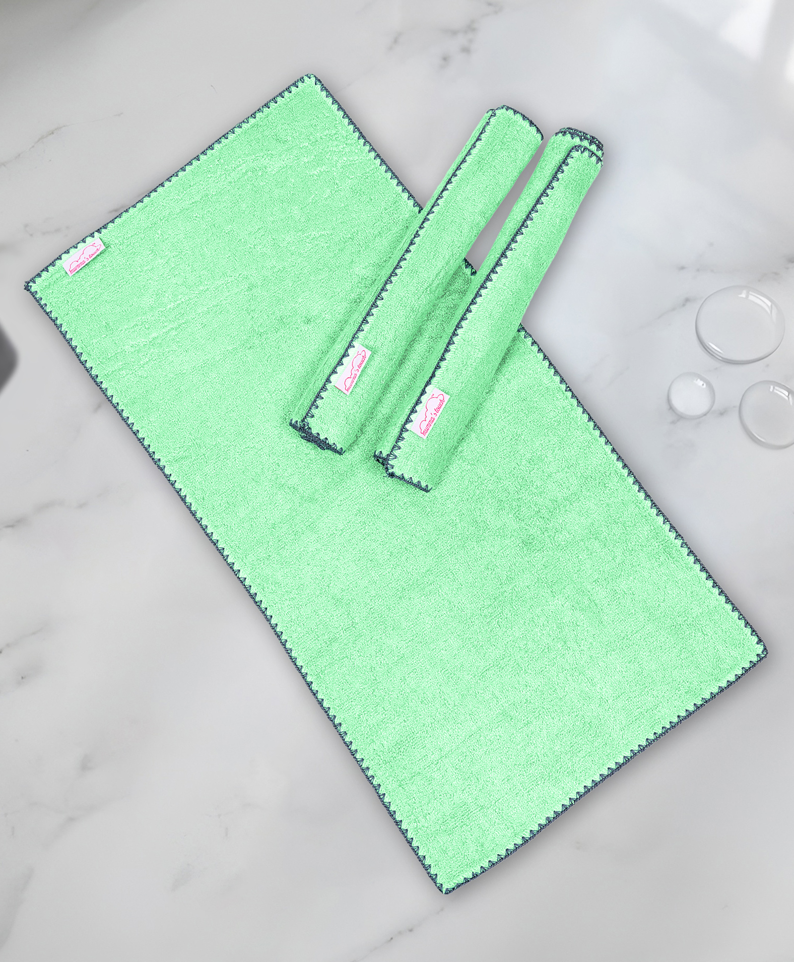 Mumma's Touch Organic Bamboo Baby Burp Cloth - Green - Pack of 3-picture-35
