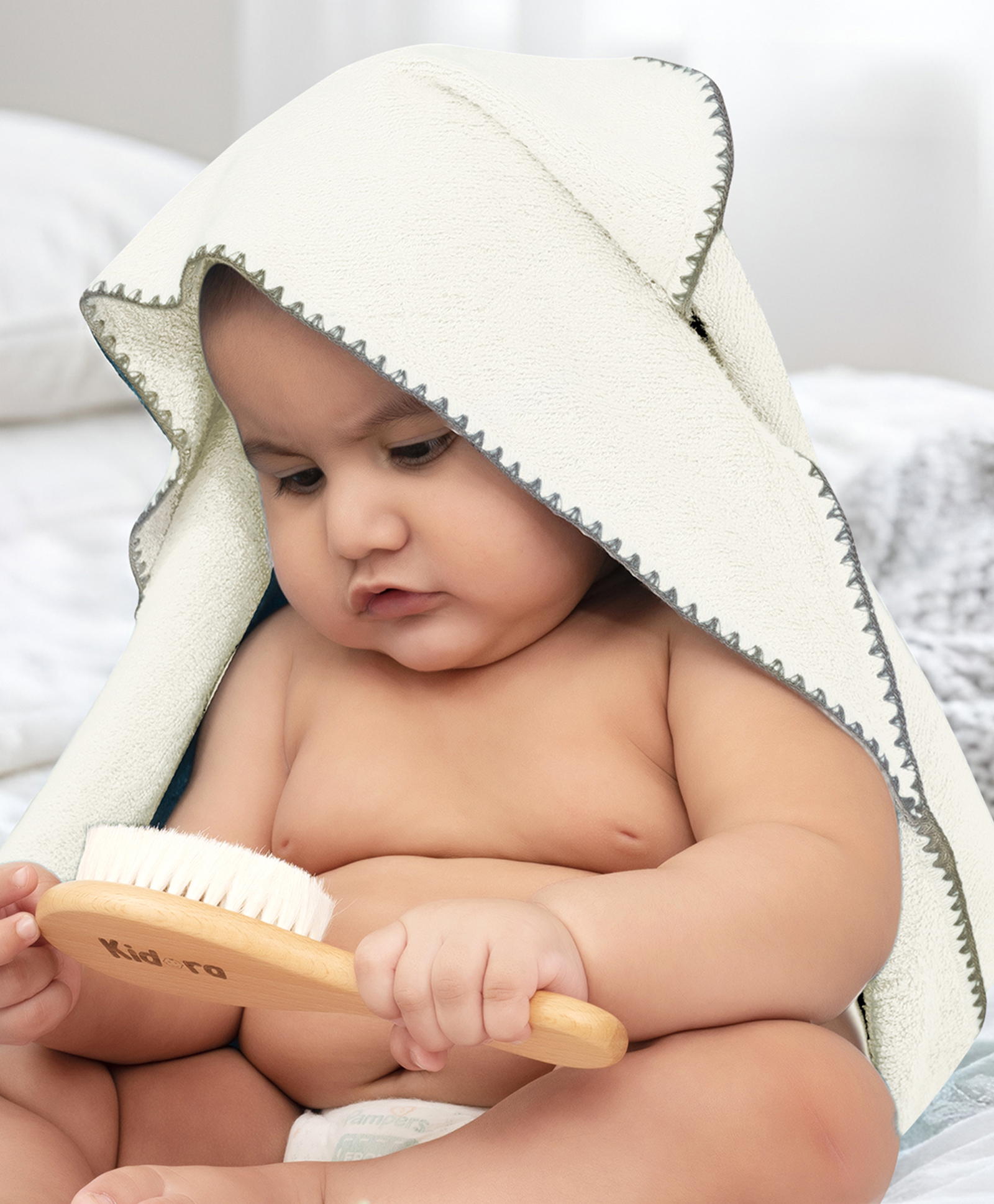 Mumma's Touch Organic Bamboo Baby Hooded Towel - Green - Pack of 1-picture-16