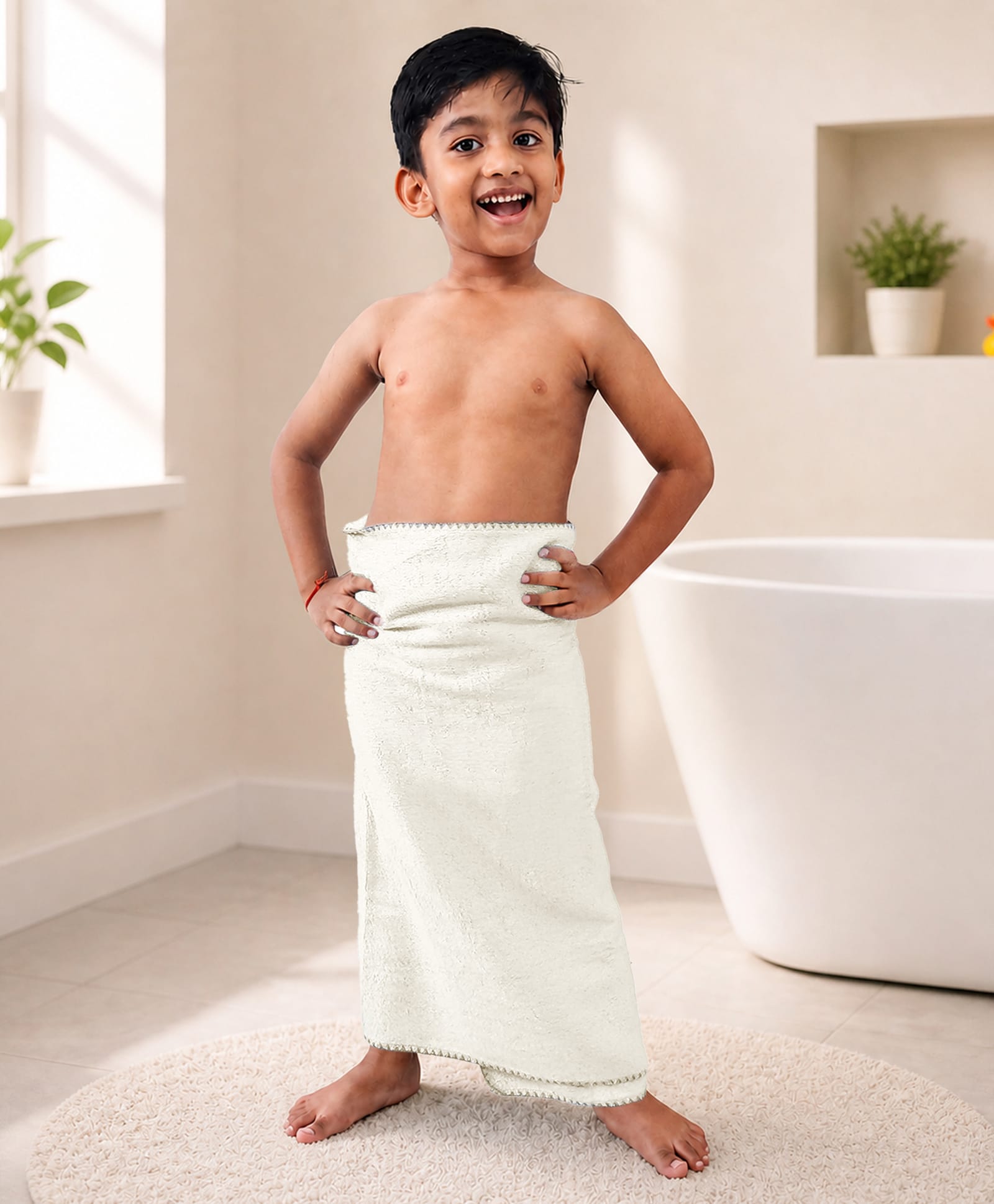 Mumma's Touch Organic Bamboo Kids Bath Towel - White - Pack of 1-image-40