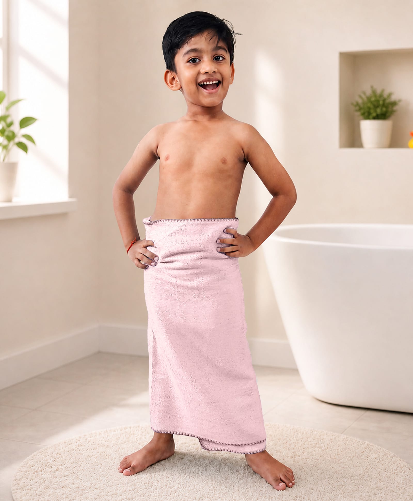 Mumma's Touch Organic Bamboo Kids Bath Towel - Pink - Pack of 1-image-24