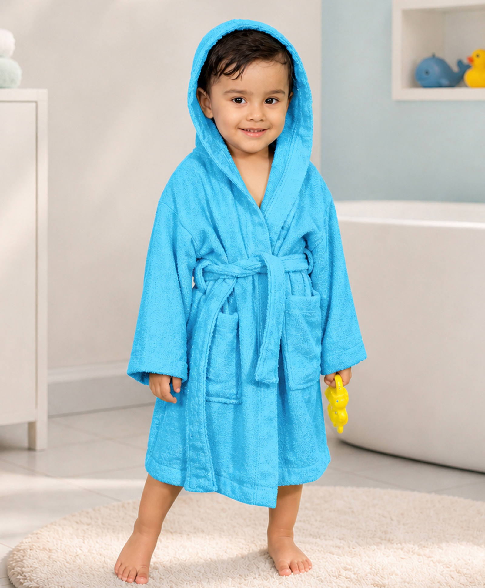 Mumma's Touch Organic Bamboo Kids Bath Robe - Green - Pack of 1-picture-28