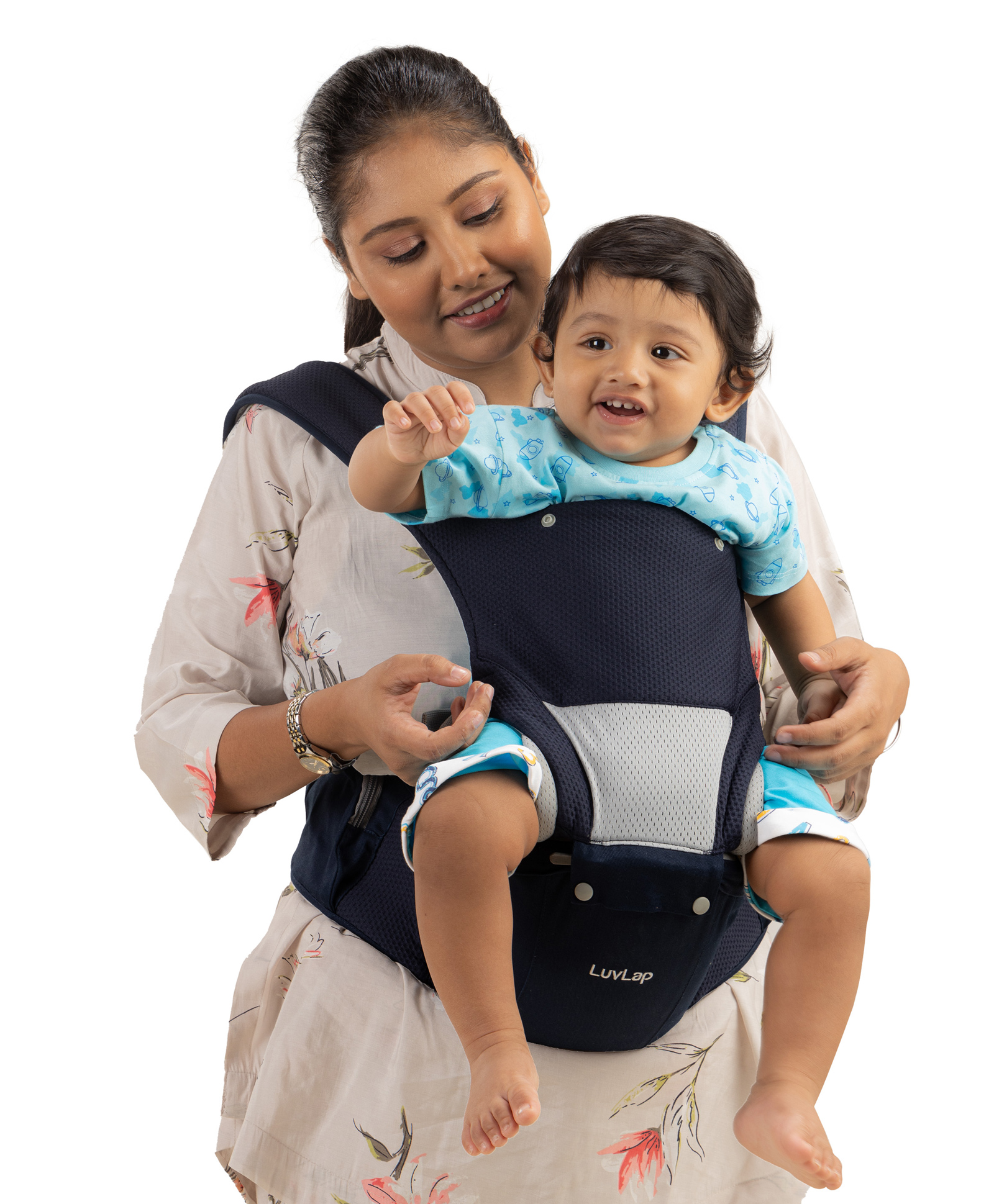 LuvLap Comfy Baby Carrier with Detachable Hip Seat 3 in 1 Ergonomically Designed - Blue-picture-27