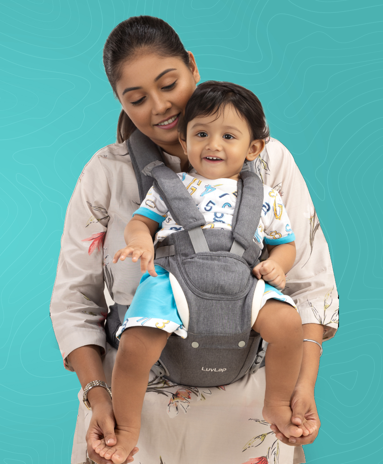 LuvLap Comfy Baby Carrier with Detachable Hip Seat 3 in 1 Ergonomically Designed - Grey-picture-6